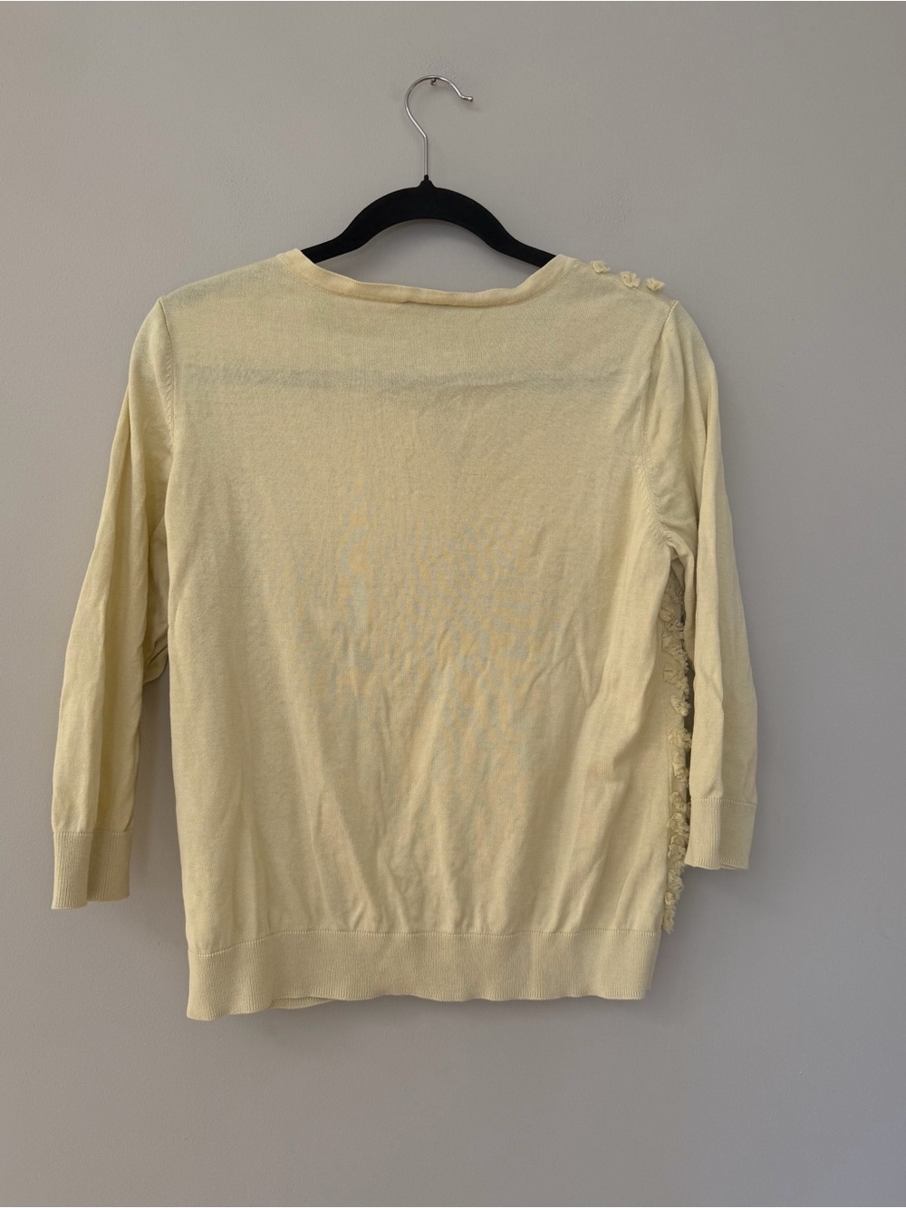 Talbots Yellow Ruffle Cardigan Sweater - Picture 2 of 5